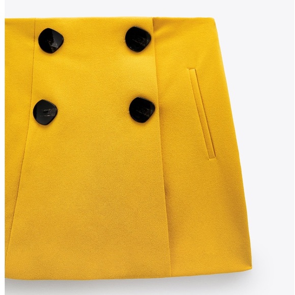 Zara yellow Buttoned high waisted Skort - Picture 4 of 5